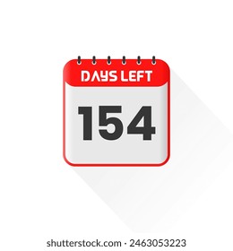 Countdown icon 154 Days Left for sales promotion. Promotional sales banner 154 days left to go