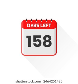 Countdown icon 158 Days Left for sales promotion. Promotional sales banner 158 days left to go