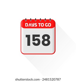 Countdown icon 158 Days Left for sales promotion. Promotional sales banner 158 days left to go