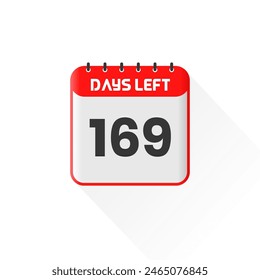 Countdown icon 169 Days Left for sales promotion. Promotional sales banner 169 days left to go