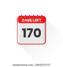 Countdown icon 170 Days Left for sales promotion. Promotional sales banner 170 days left to go