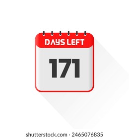 Countdown icon 171 Days Left for sales promotion. Promotional sales banner 171 days left to go