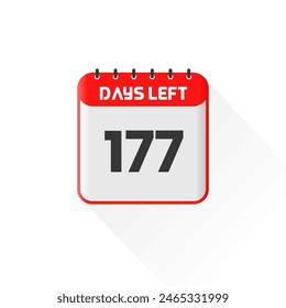 Countdown icon 177 Days Left for sales promotion. Promotional sales banner 177 days left to go