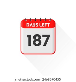 Countdown icon 187 Days Left for sales promotion. Promotional sales banner 187 days left to go