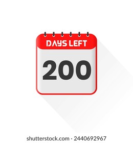 Icono de cuenta regresiva Quedan 200 días para la promoción de ventas. Banner promocional de ventas a 200 días