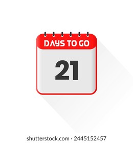 Countdown icon 21 Days Left for sales promotion. Promotional sales banner 21 days left to go