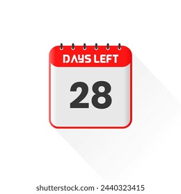 Icono de cuenta regresiva Quedan 28 días para la promoción de ventas. Banner promocional de ventas a 28 días