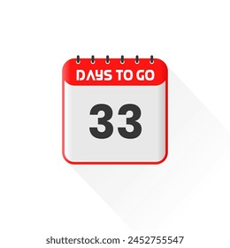 Countdown-Symbol 33 Tage übrig für Verkaufsaktion. Werbe-Sales-Banner 33 Tage noch nicht abgeschlossen