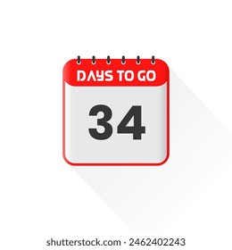 Countdown icon 34 Days Left for sales promotion. Promotional sales banner 34 days left to go