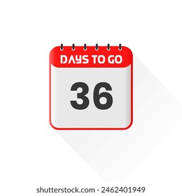 Countdown icon 36 Days Left for sales promotion. Promotional sales banner 36 days left to go