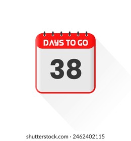 Countdown icon 38 Days Left for sales promotion. Promotional sales banner 38 days left to go