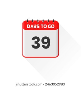 Countdown icon 39 Days Left for sales promotion. Promotional sales banner 39 days left to go