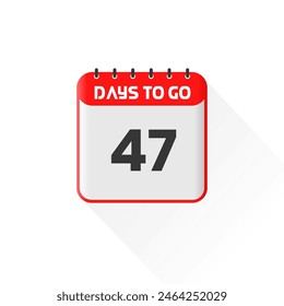 Countdown icon 47 Days Left for sales promotion. Promotional sales banner 47 days left to go