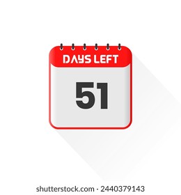 Icono de cuenta regresiva Quedan 51 días para la promoción de ventas. Banner promocional de ventas quedan 51 días