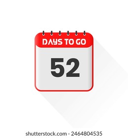 Icono de cuenta regresiva Quedan 52 días para la promoción de ventas. Anuncio de ventas promocionales quedan 52 días