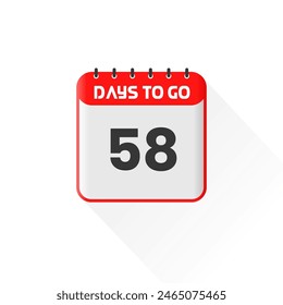 Icono de cuenta regresiva Quedan 58 días para la promoción de ventas. Anuncio de ventas promocionales quedan 58 días