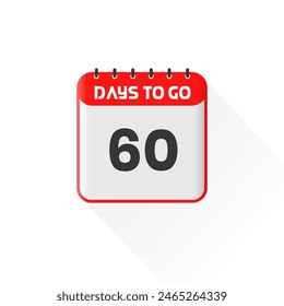 Countdown icon 60 Days Left for sales promotion. Promotional sales banner 60 days left to go
