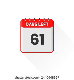 Countdown icon 61 Days Left for sales promotion. Promotional sales banner 61 days left to go