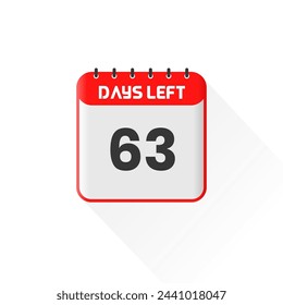 Icono de cuenta regresiva Quedan 63 días para la promoción de ventas. Banner promocional de ventas quedan 63 días
