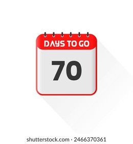 Countdown icon 70 Days Left for sales promotion. Promotional sales banner 70 days left to go