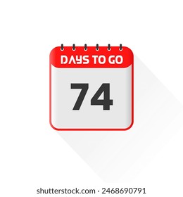 Countdown icon 74 Days Left for sales promotion. Promotional sales banner 74 days left to go