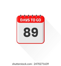 Countdown icon 89 Days Left for sales promotion. Promotional sales banner 89 days left to go