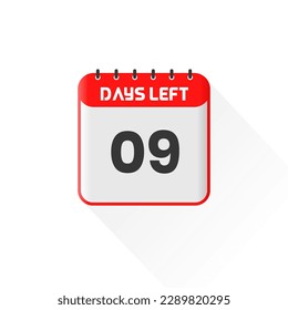 Icono de cuenta regresiva 9 días para promoción de ventas. Banner promocional de ventas a los 9 días
