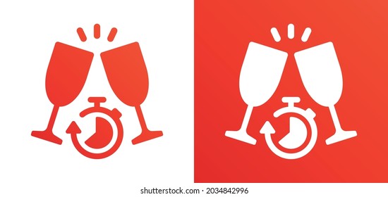 Icono de cuenta atrás. Saludos con un icono de cronómetro. Ilustración vectorial de símbolo de celebración