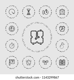 Countdown icon. collection of 13 countdown outline icons such as wall clock, clock, hourglass, stopwatch, alarm. editable countdown icons for web and mobile.