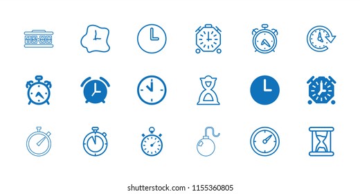 Countdown icon. collection of 18 countdown filled and outline icons such as alarm, stopwatch, wall clock, hourglass, clock, time. editable countdown icons for web and mobile.