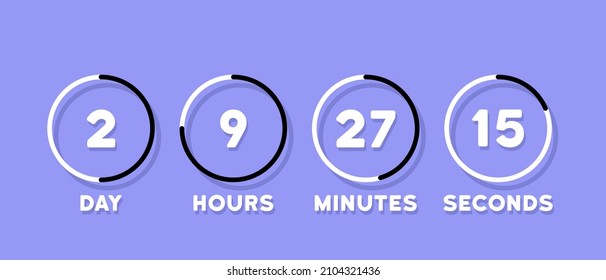 Countdown icon. Days, hours, minutes and seconds left. Vector on isolated background. EPS 10.