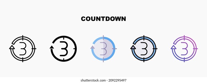 Countdown icon designed in outline flat glyph filled line and gradient. Perfect for website mobile app presentation and any other projects. Enjoy this icon for your project.