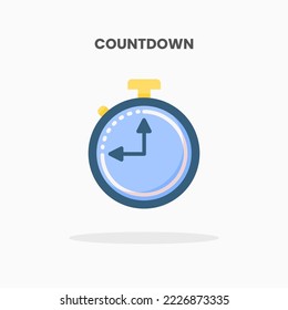 Countdown icon flat. Vector illustration on white background. Can used for web, app, digital product, presentation, UI and many more.