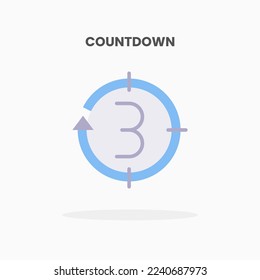 Countdown icon flat. Vector illustration on white background. Can used for web, app, digital product, presentation, UI and many more.