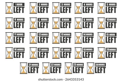 Countdown icon pattern. Hourglass time icons. Hours left repetition. Vector schedule background.