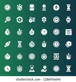 countdown icon set. Collection of 36 filled countdown icons included Hourglass, Wall clock, Time, Stopwatch, Clock, Stop watch, Timer, Stopclock, Chronometer, Watch, Clocks, Deadline