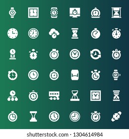 countdown icon set. Collection of 36 filled countdown icons included Watch, Chronometer, Clock, Wall clock, Hourglass, Clocks, Deadline, Timer, Time, Watches, Stopwatch, Stop watch