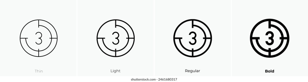 countdown icon. Thin, Light Regular And Bold style design isolated on white background