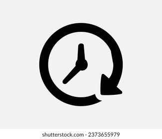 Countdown Icon Time Timer Clock Arrow Deadline Timer Stopwatch Fast Circle Pointer Point Dial Black White Shape Line Outline Sign Symbol EPS Vector
