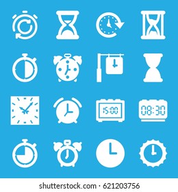 Countdown icons set. set of 16 countdown filled icons such as time, wall clock, sundial, hourglass, clock, alarm