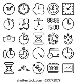 Countdown icons set. set of 25 countdown outline icons such as alarm, clock, hourglass, wall clock, digital time