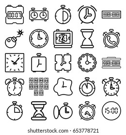 Countdown icons set. set of 25 countdown outline icons such as alarm, bomb, wall clock, hourglass, clock, stopwatch