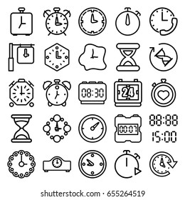 Countdown icons set. set of 25 countdown outline icons such as hourglass, stopwatch, clock, time, wall clock, digital time, alarm
