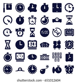 Countdown icons set. set of 36 countdown filled icons such as alarm, hourglass, bomb, clock, time, wall clock