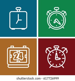 Countdown icons set. set of 4 countdown outline icons such as alarm