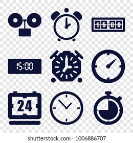 Countdown icons. set of 9 editable filled countdown icons such as clock, digital clock, alarm