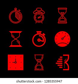 countdown icons set with timer or chronometer, stopwatch and sand clock vector set