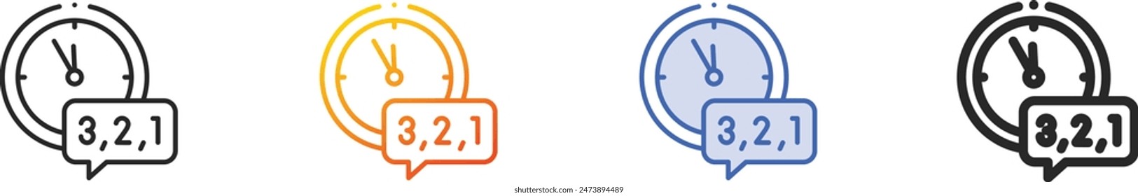 countdown icon.Thin Linear, Gradient, Blue Stroke and bold Style Design Isolated On White Background