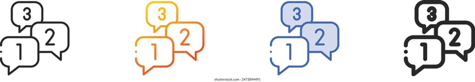 countdown icon.Thin Linear, Gradient, Blue Stroke and bold Style Design Isolated On White Background