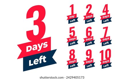 countdown last days to go sticker template design vector